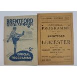 Brentford v Leicester City 1945/46 - 1948/49 for matches played on 06/09/1945 (4 pages) 25/01/