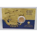 Half Sovereign 2005 BU in the Royal mint card