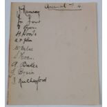 Arsenal rare autograph album page for 1923/24 signed in ink by 10 players including Lewis, Baker,