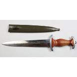 German NPEA students dagger in correct apple green painted scabbard, blade inscribed "Mehr sein