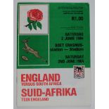 England tour to South Africa 1984 programme for 1st test played at Port Elizabeth 02/06/1984.
