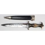 German SS dagger with scabbard, blade maker marked 'Carl Juluis Krebs', an early 'post-war' dagger