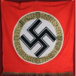 NSDAP Standarte banner. Gold coloured centre wreath border to central swastika. Double sided with