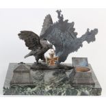 German Officers Double Desk Inkwell, Krim Campaign. Featuring Eagle holding EKII and geographical