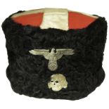 Cold Weather Mutze - badged to SS Totenkopf. Red & White top. Considered of varied construction