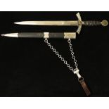 Luftwaffe 1st Pattern Dagger with hangers. Engraved with Floral design to blade and dedication to