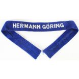 German Hermann Goring Cuff title full length. Grey on Luftwaffe Blue. No service wear. Open for