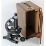 Beck Microscope cased, model 29 registration number 10165. With key