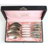 German white metal spoons (6) cased with Tank Assault Badge to handle.