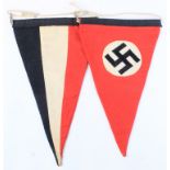 German Pendants (2). NSDAP multi-part construction with hanging chord. Tri-colour also. No Makers