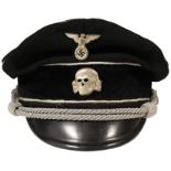 Black Visor cap - Algermaine SS Officer. Interior Diamond to Peter Kupper. Size 58 ½. Early Pre-