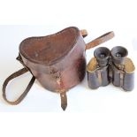 Carl Zeiss Field Binoculars & Case. Circa WW1 period. Strap broken.