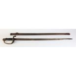 Sword: A French Crimean War Model 1845/55 Infantry Officers Sword. Good blade 30" (lacquered for