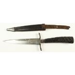 Imperial German Officers Trench knife. Blade 6" engraved with Central Powers flag & the legend 'IM