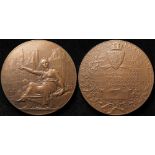French Commemorative Medallion, bronze d.75mm: The Rebuilding of Paris City Hall 1874-1882 EF