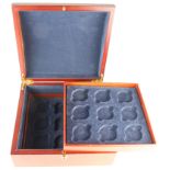Coin collectors box with two trays, with 18 spaces for crown sized silver proofs ??