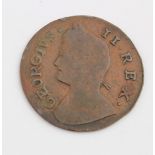 Contemporary Forgery George II copper Farthing 1736, interesting thin crude piece, GF