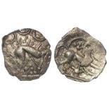 Ancient British, Celtic silver unit of the Iceni, Uninscribed Series, Boar right / Horse right,