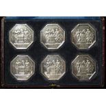 French Silver Jetons, a set of six 36mm octagonal pieces by the National Life Insurance Company,