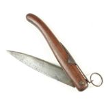 Great War French Couvreux pull ring, folding lock knife. Blade 6". Single edged stamped 'Couvreux' &