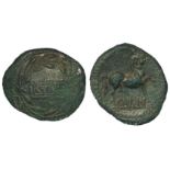 Ancient British, Celtic bronze unit of the Catuvellauni and Trinovantes, CVNO on panel within wreath