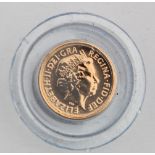 Quarter Sovereign 2009 BU in a small capsule.
