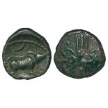 Ancient British, Celtic bronze unit of the Catuvellauni of Tasciovanos, Backed crescents with