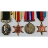 Prisoner of War (Italy). Africa Star, 1939-45 War & Defence medals t/w Territorial Efficiency