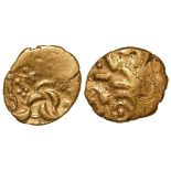 Ancient British, Celtic gold stater of the Corieltauvi, inscribed VEP CORF, Spink 410, flat area