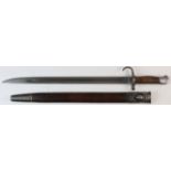 A scarce Pattern 1907 Bayonet with hooked fighting quillon. Ricasso marked '1907 and 8': 09 (