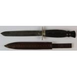 British Fighting Knife. D/E Spear point blade 5.5". Ricasso marked 'BOSWELL'S OXFORD' and 'SHEFFIELD