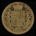 Sovereign 1864 die no. 55, cleaned nVF