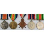 1915 Trio & WW2 War & Defence medals to 16928 Pte. Walter Gorham, Suffolk Regt. From Tuddenham,