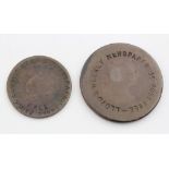 Countermarked Coins (2): Lloyds Weekly Newspaper 19thC countermarked George III Penny and Ireland