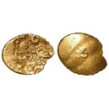 Ancient British, Celtic gold quarter stater, Eastern North Thames, the 'S' type, S / Tree-like