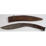 A fine & extremely scarce Gurkha Kukri predating the Great War. Heavy blade 14" stamped '15' and '