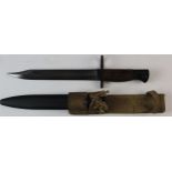 A fine No 5 MKI Bayonet 8". Ricasso marked 'WSC' & WD arrow. In its blackened steel scabbard. In
