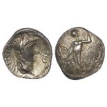 Ancient British, Celtic, silver unit of the Regini and Atrebates of Verica, Naked figure, left /