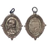 Charles I 1625-1649 silver Royalist Badge c.21mm. [not including top loop], Bust of Charles I,
