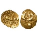 Ancient British, Celtic gold quarter stater, British Qc 'Remic type, obverse die damaged and