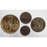 French copper/bronze (4), two Napoleonic commemorative medals, an Exposition Universelle Centenary