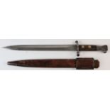 An 1888 Pattern MKI Bayonet 2nd Type with a MKI Scabbard. Blade 12". Ricasso with scarce makers name