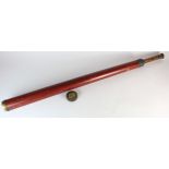 Large mahogany cased single drawer telescope, by Fraser & Son, London, lens dirty, length 112cm