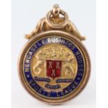 9ct Gold Newcastle Business Houses Sports league enamelled Fob Winners 1924-5 weight 15.0g