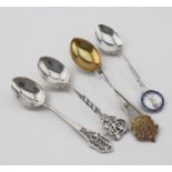 Four silver golf spoons, various hallmarks. Weight 2oz.