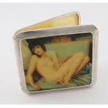 Silver enamel cigarette case, circa 1920s, hallmarked 'C&C, Chester 1927', gilt lined, lid with