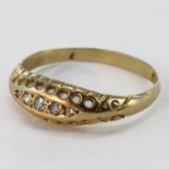 18ct Gold 5 stone Diamond Ring size N weight 1.8 grams