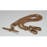 Hallmarked 9ct Gold pocket watch chain with "T" Bar, length approx. 41cm and weighing 37.6g