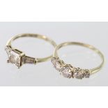 Two QVC 14ct Gold Rings set with CZ weight 4.5g
