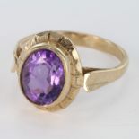 9ct Gold Amethyst Ring size M weight 3g